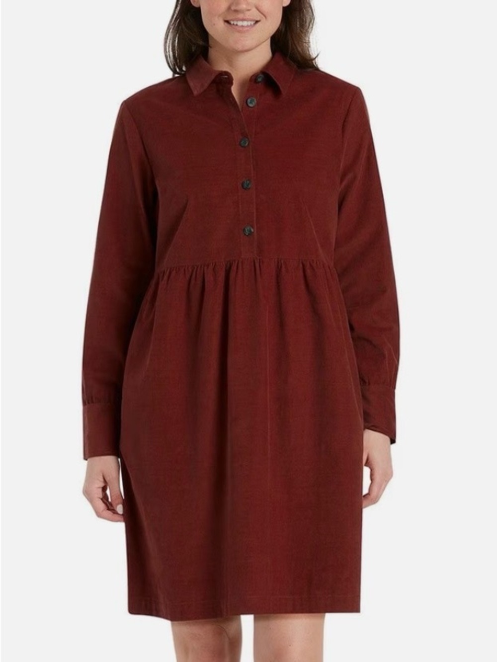 Nine West Rust Red Corduroy Button-Up Shirt